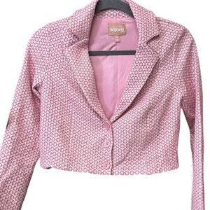 Show Me Your Mumu Pink Daisy Blazer Medium Waldorf Jacket Jacquard